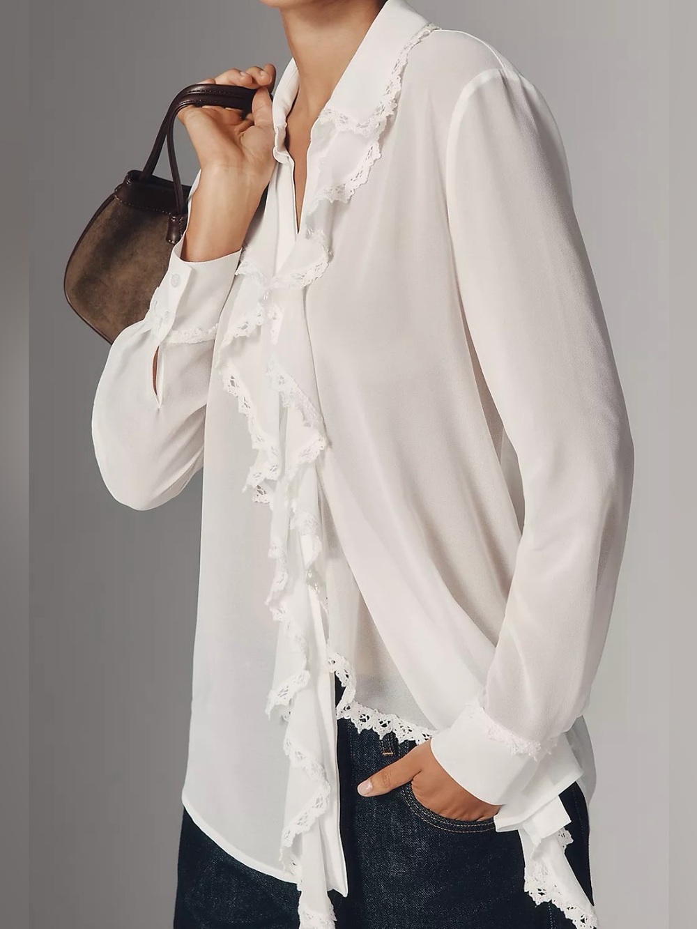 Bardot for Anthropologie Jolanda Ruffle Blouse NWT Size 2